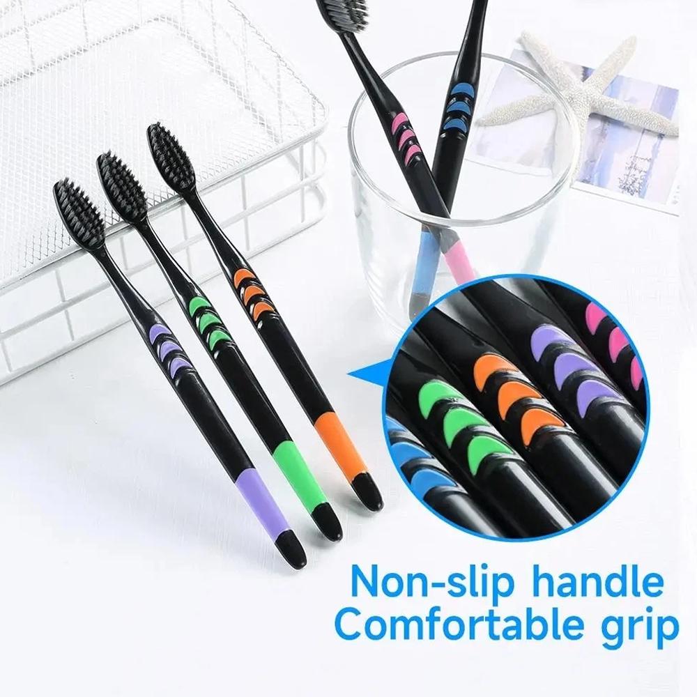 10PCS Toothbrush Natural Bambo - Teeth Whitening Charcoal avaliação e preço