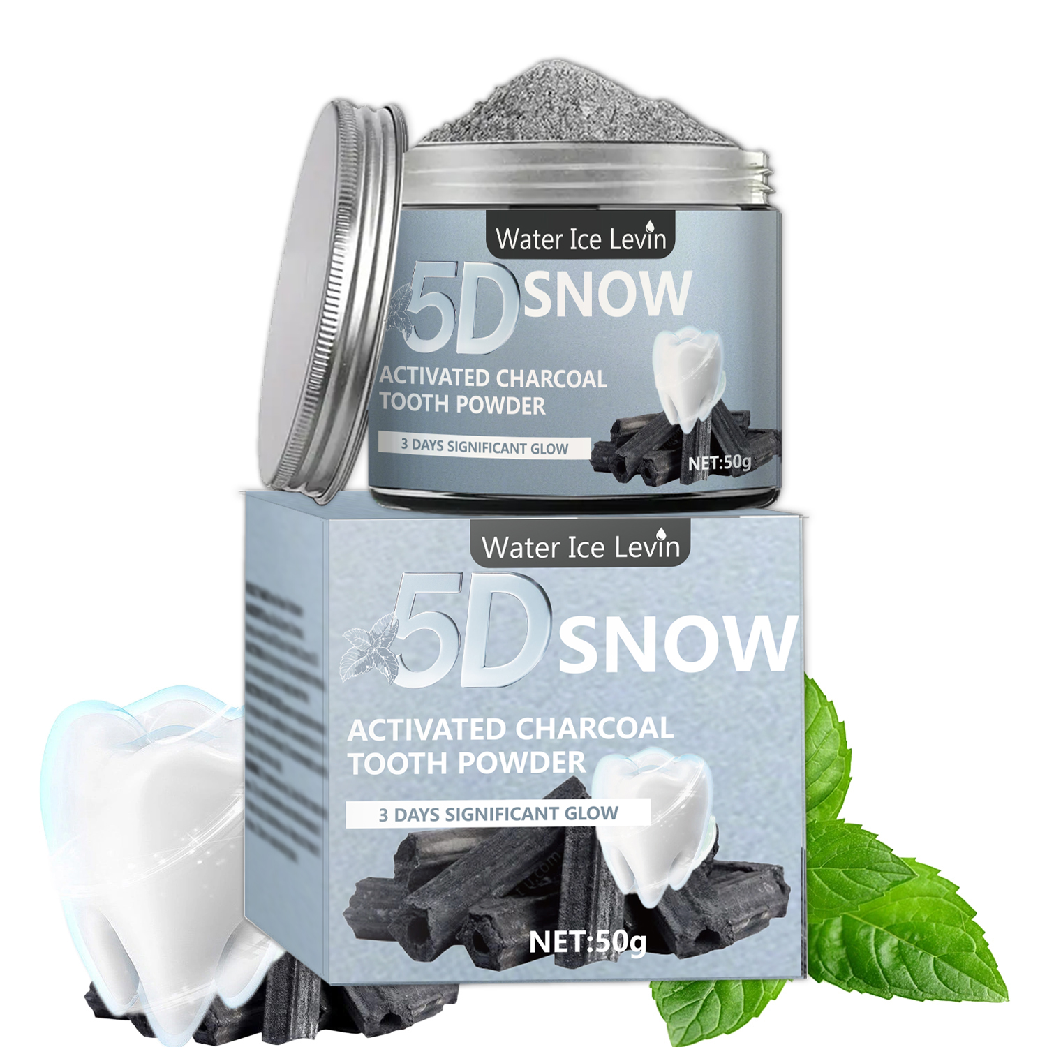 Water Ice Levin 5D Snow Activa - Teeth Whitening Charcoal avaliação e preço