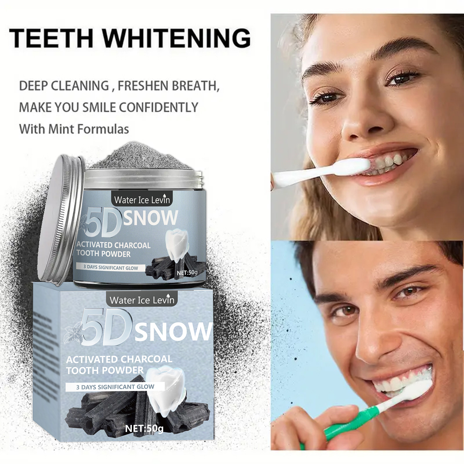 Water Ice Levin 5D Snow Activa - Teeth Whitening Charcoal avaliação e preço