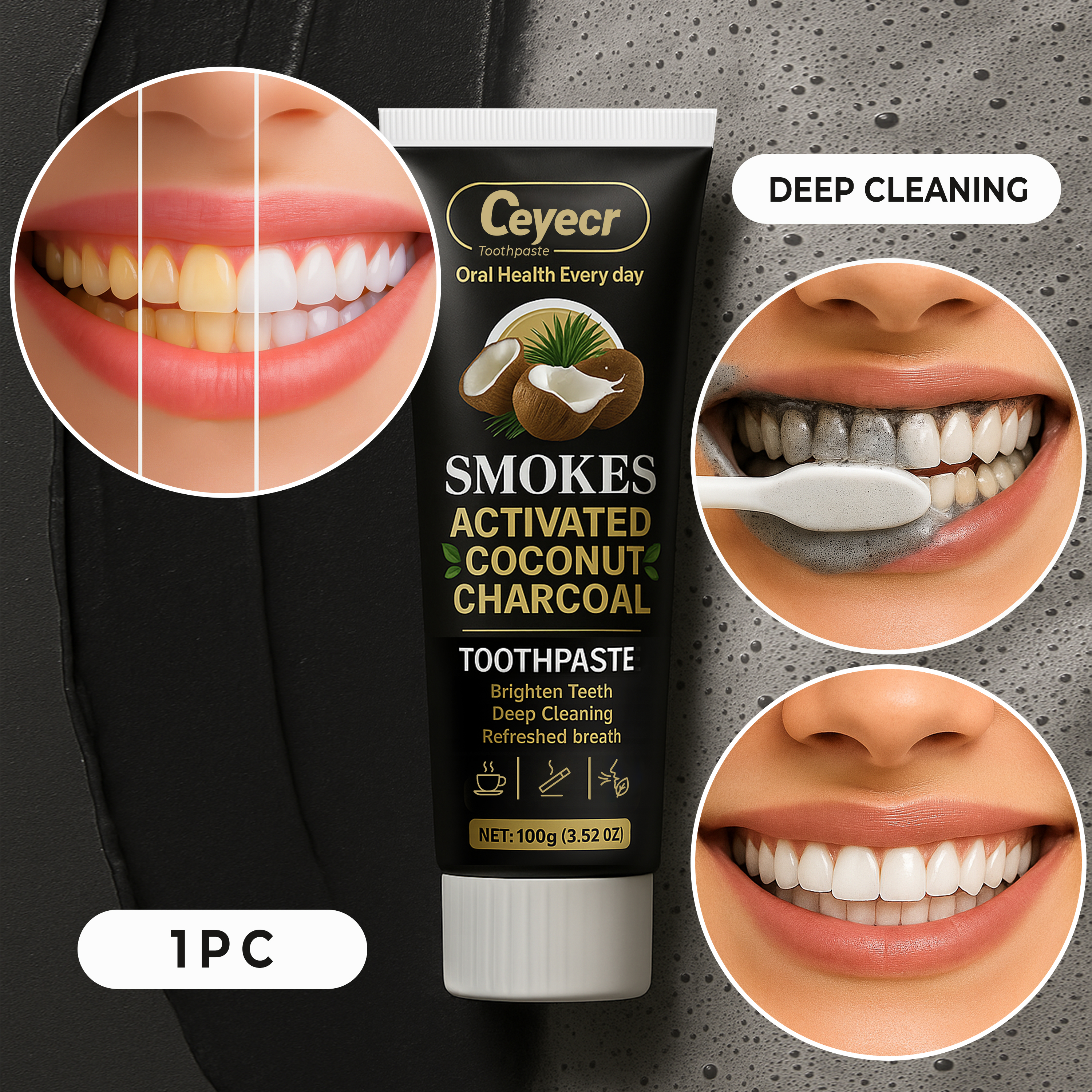 1pc Natural Activated Charcoal - Teeth Whitening Thailand avaliação e preço