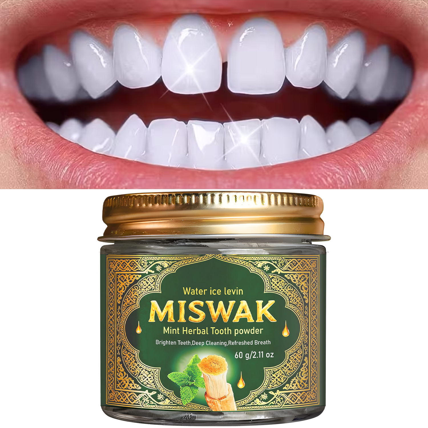 MISWAK Mint Herbal Tooth Powde - Teeth Whitening Thailand avaliação e preço