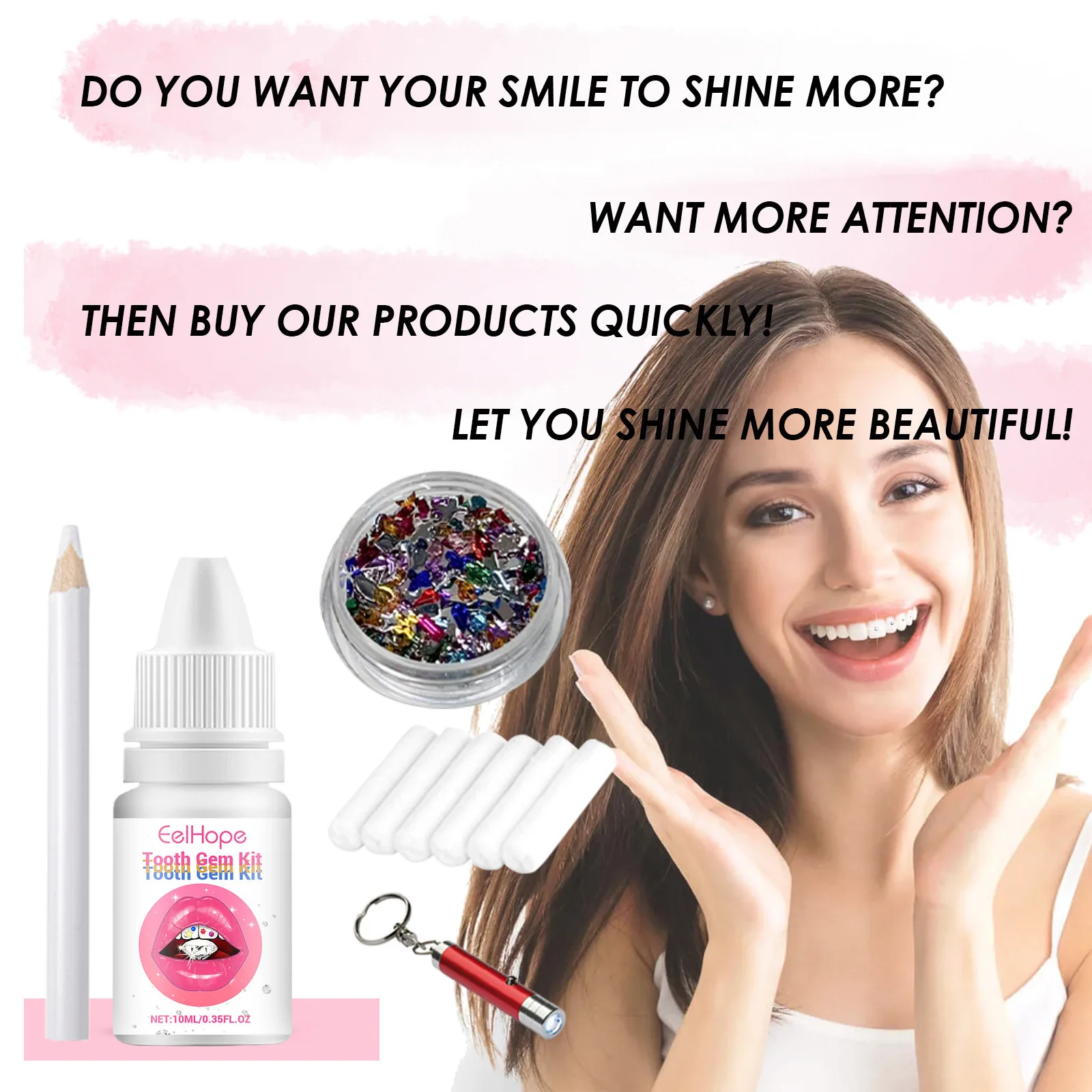 Tooth Jewelry Kit DIY Clear Pr - Teeth Whitening Free avaliação e preço