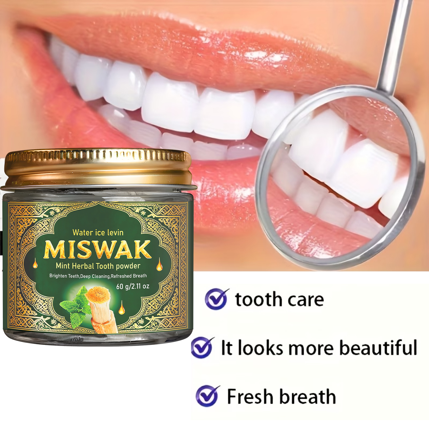 Miswak Mint Herbal Tooth Powde - Teeth Whitening Thailand avaliação e preço